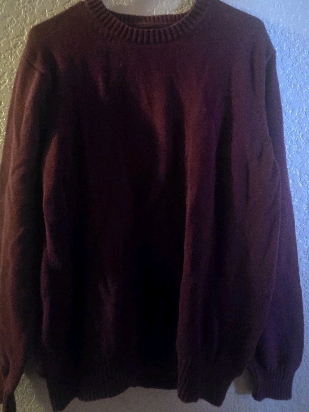 St. John's Bay Men's XL Burgundy Crew Neck 100% Cotton Knit Sweater Classic